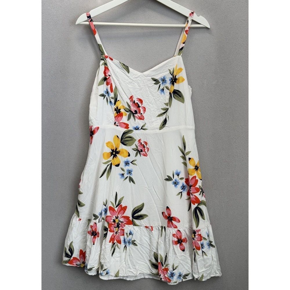 Old Navy Women's Sz L White Floral Tropical Cami‎ Smocking Ruffle Sundress